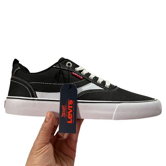 Levis Mens Fashion Sneaker Size 9.5 Black White Lace up Stylish Comfortable Shoe - Picture 9 of 13